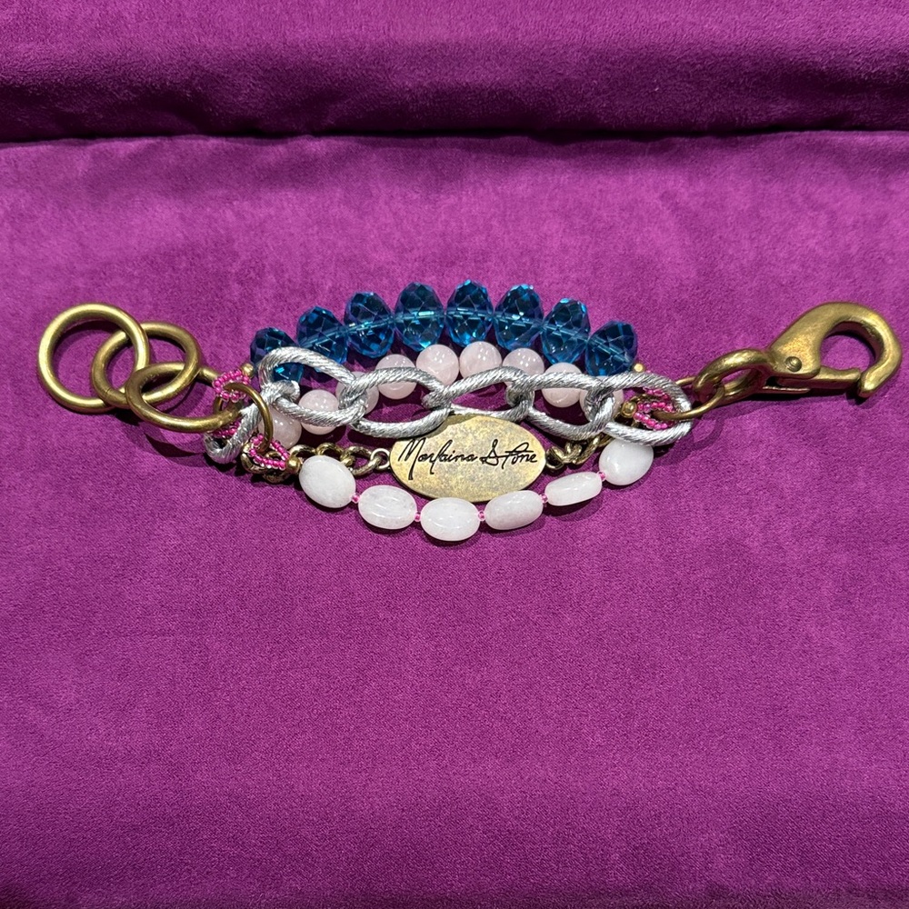 Marlaina Stone Gold and Blue Beaded Bracelet